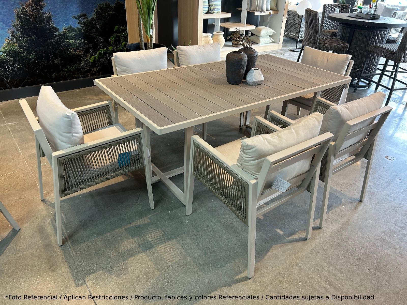 Mesa Comedor Outdoor Alin Rectangular + 6 Sillas