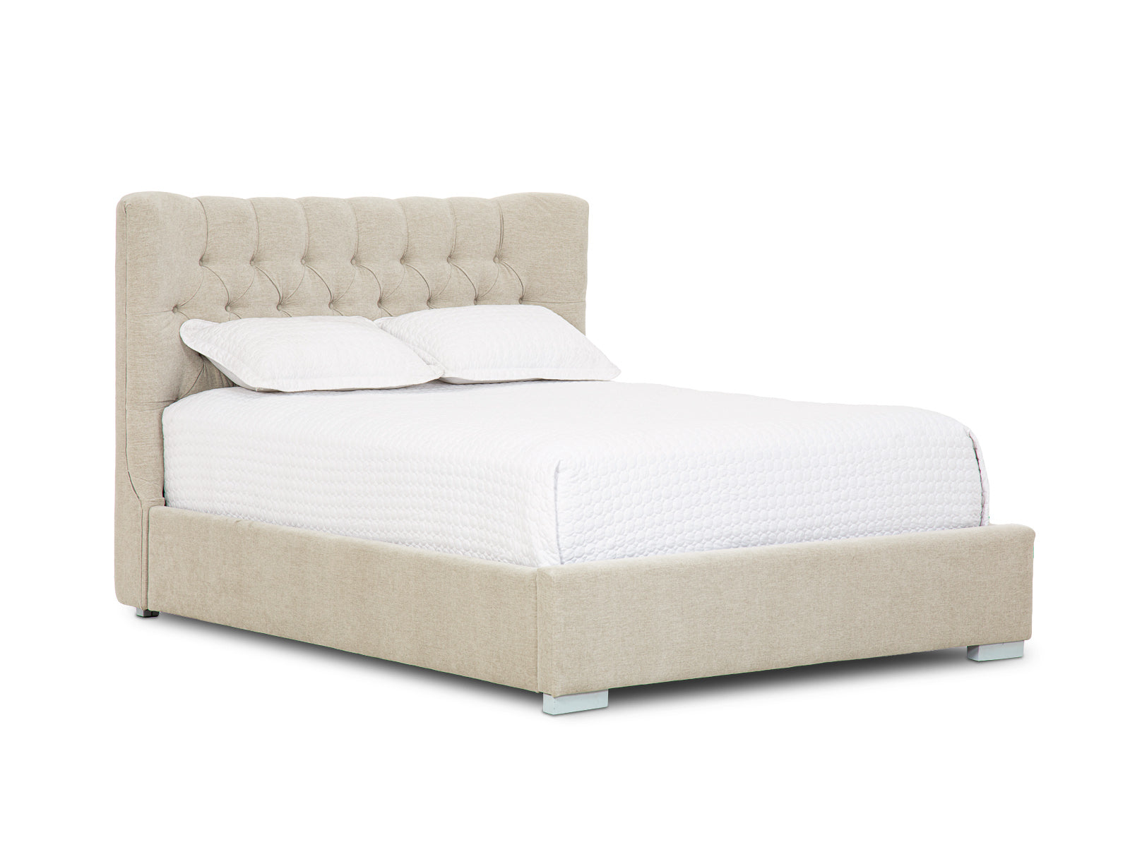 Cama Martini Basso Beige Fog Capitoneada