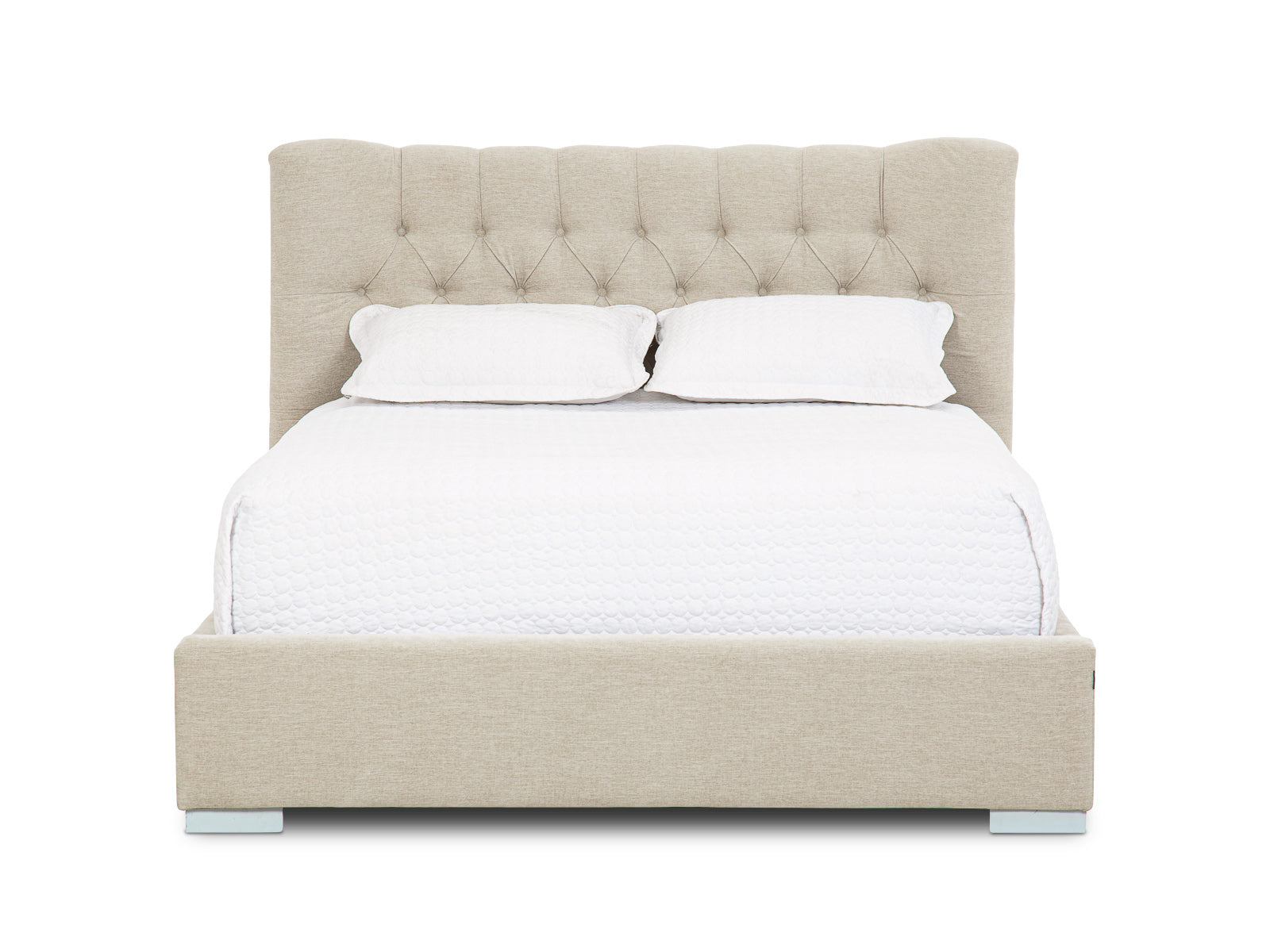 Cama Martini Basso Beige Fog Capitoneada