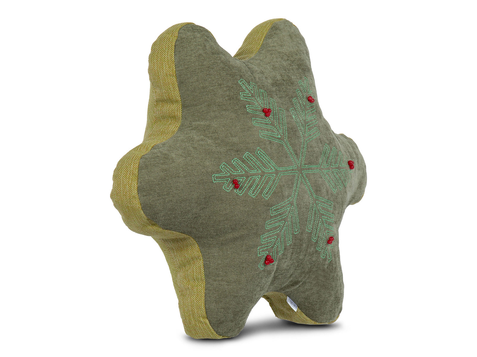 Cojin Verde Copo de Nieve Navidad