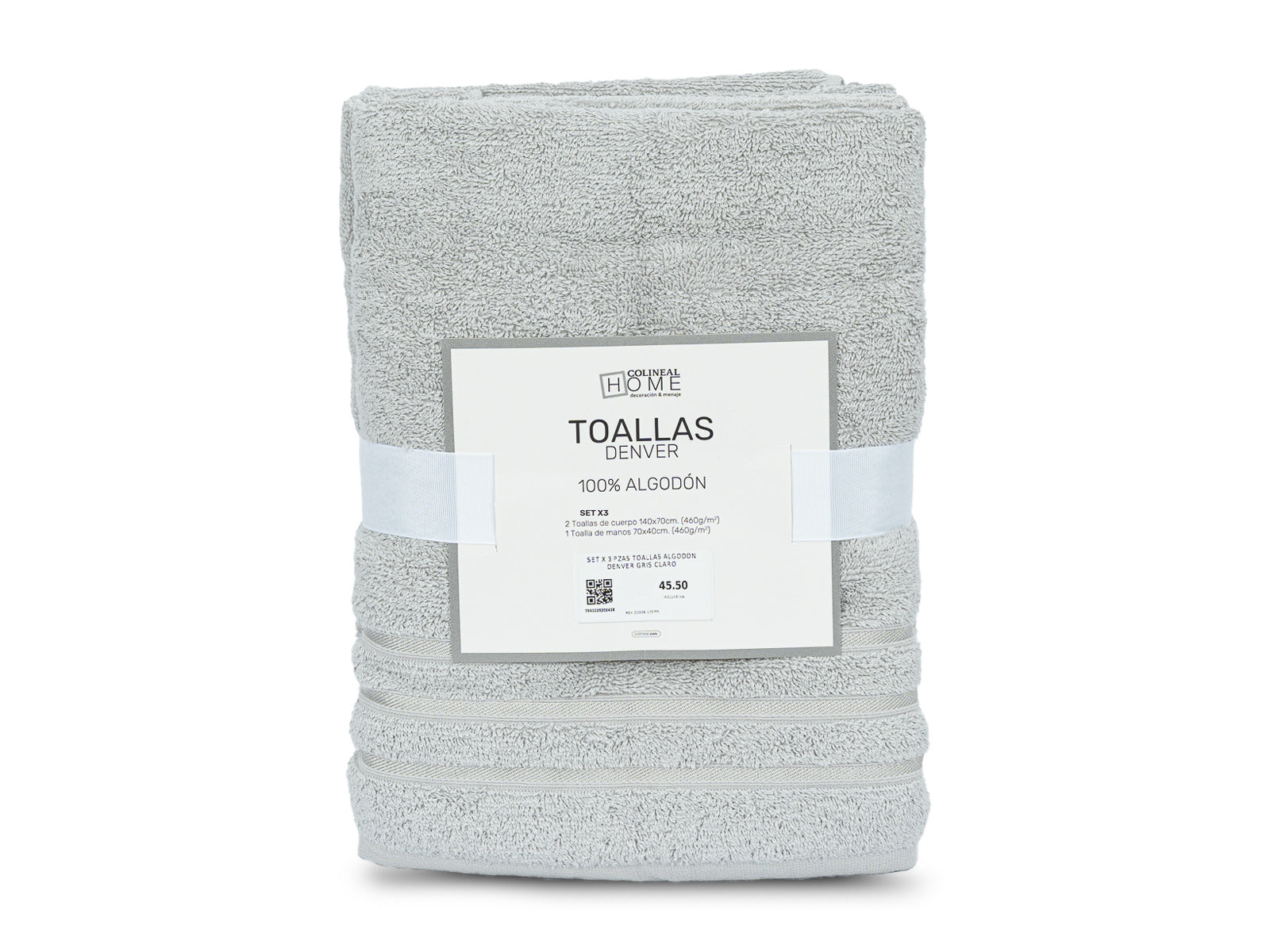 Set X 3 Piezas Toallas Algodon Denver #Color_Gris