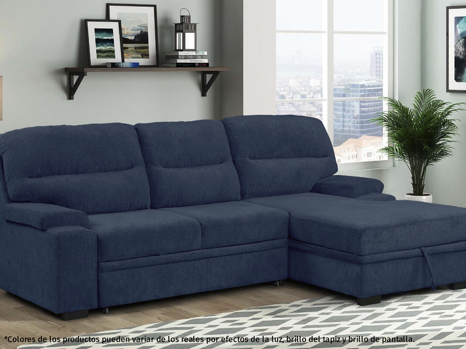 Sala Cyril Sofa Cama C/Negro 2P #Color_MidnightBlue"T36507"