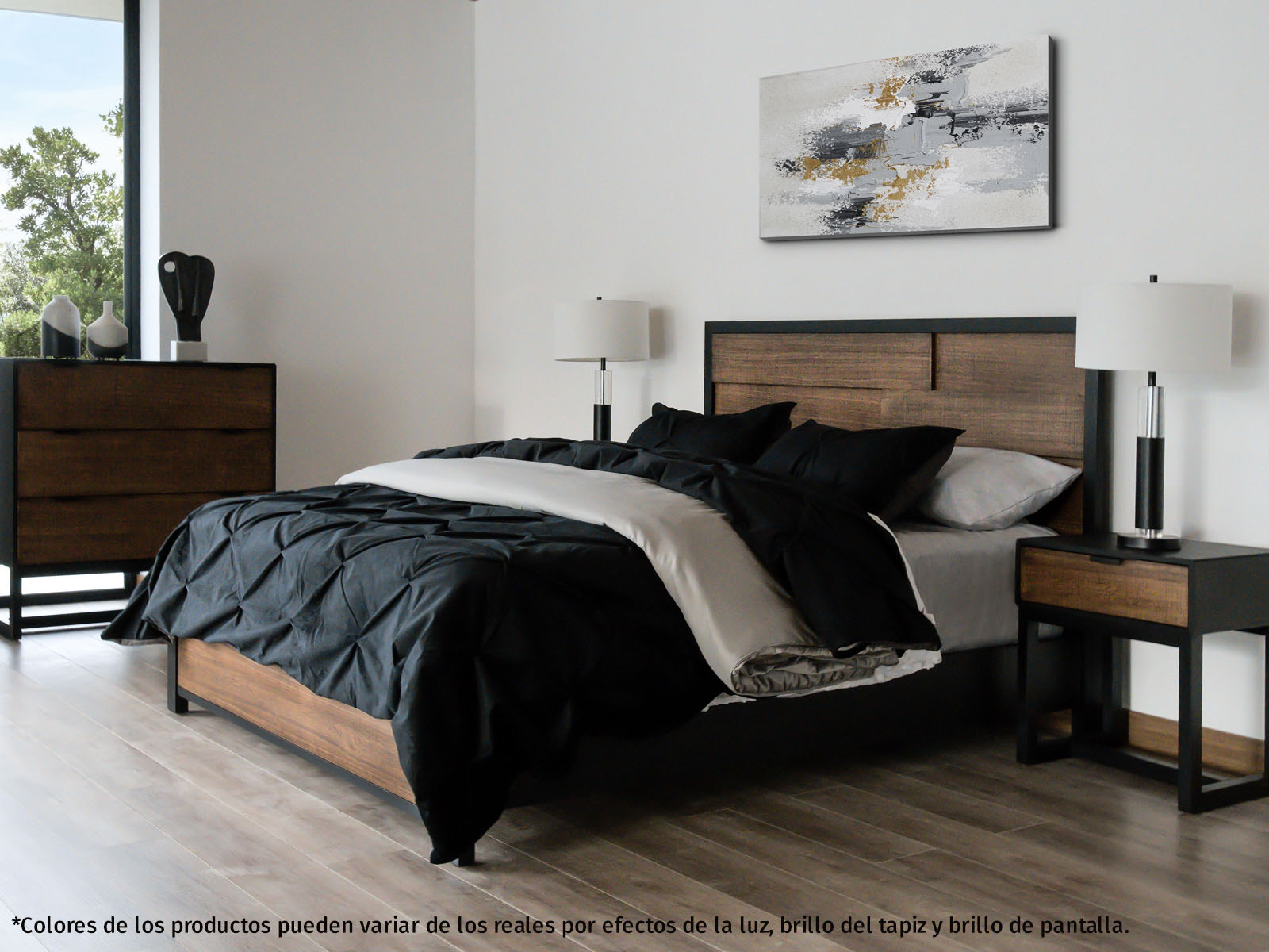 Cama Calabria C/Negro-Miel Wash