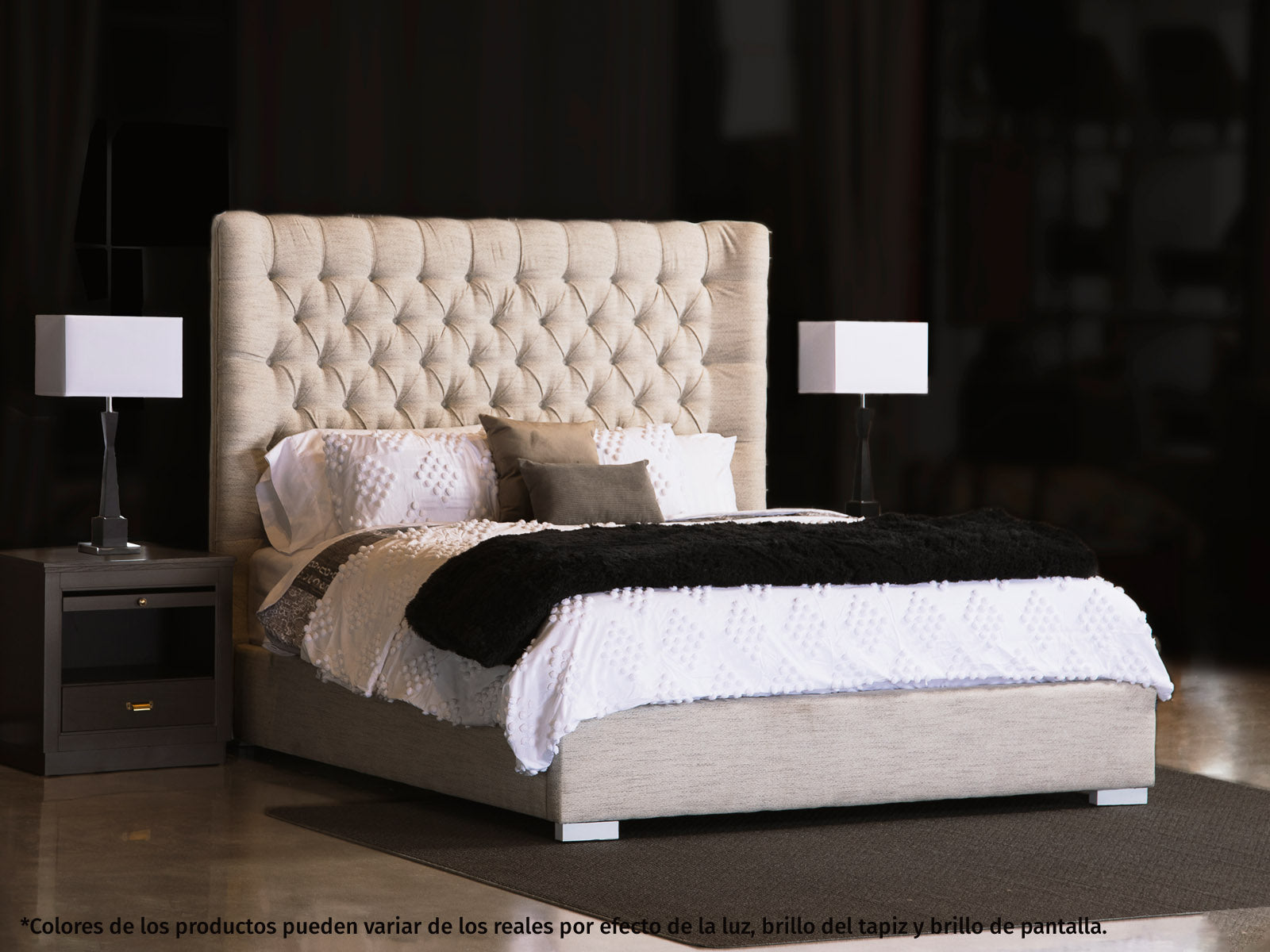 Cama Martini Capitoneada FloralWhite