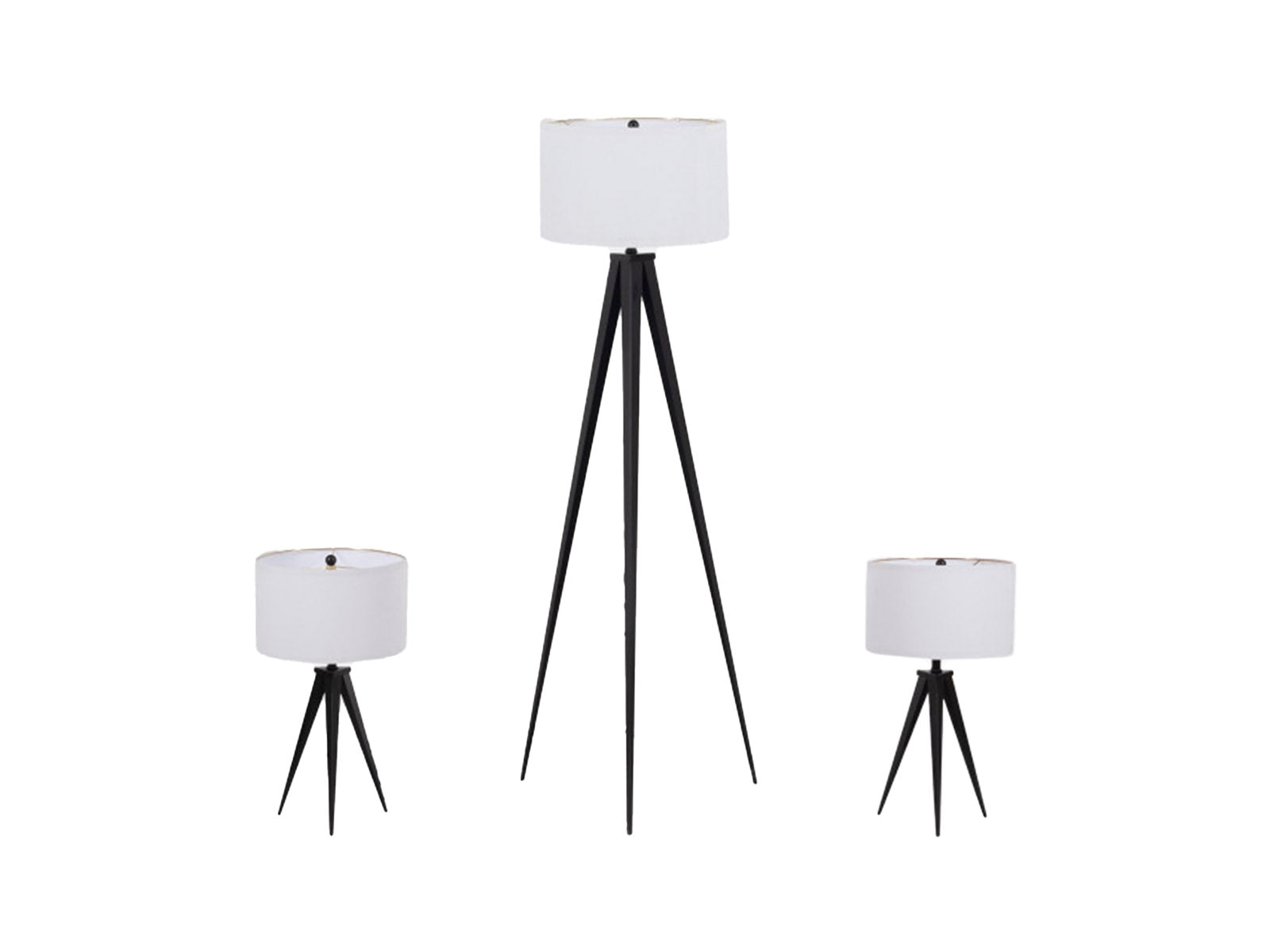 Set Lampara de Pie + 2 Lamparas Mesa Tripode