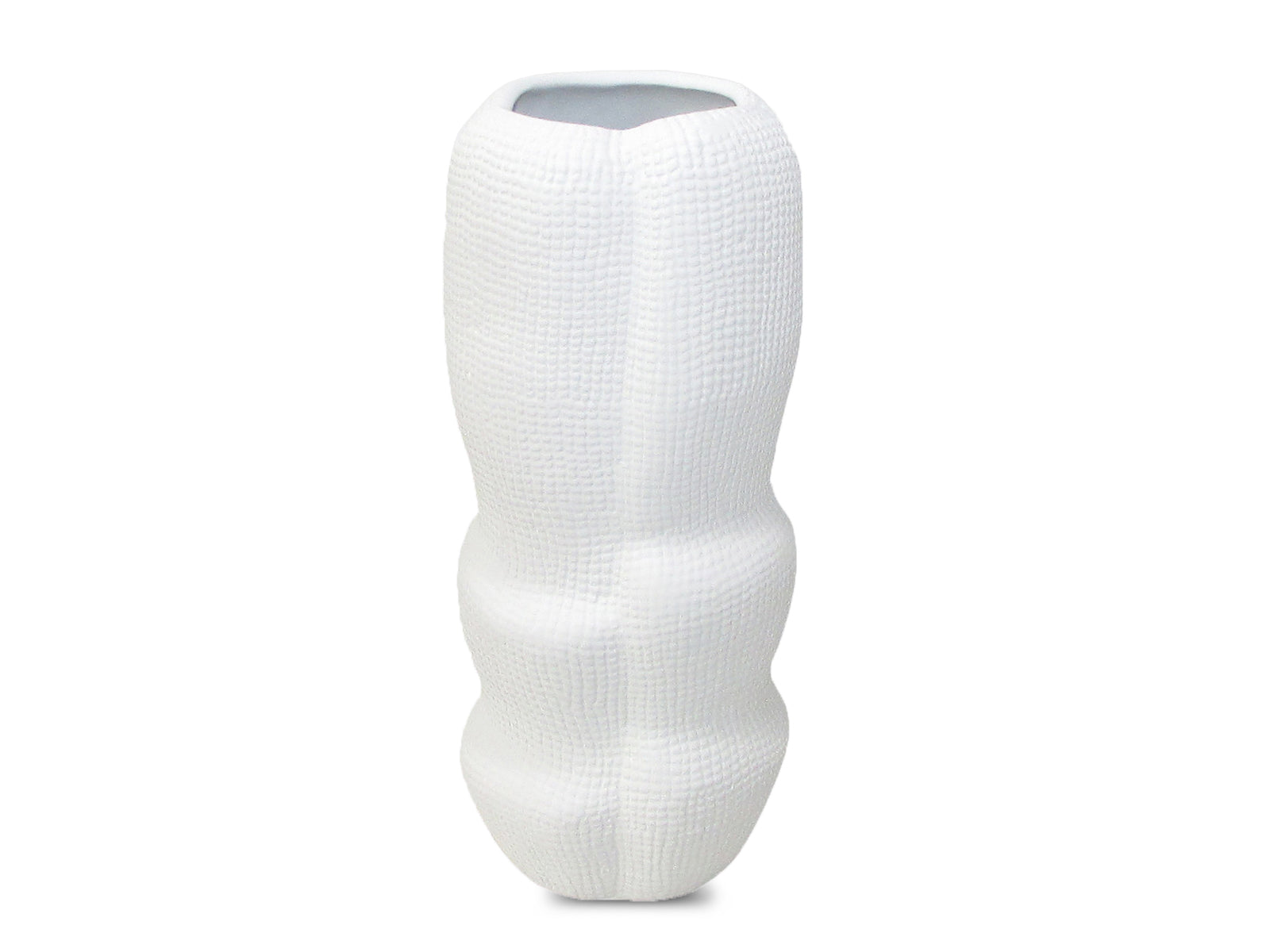 Florero Waffle Ceramica 30Cm Blanco