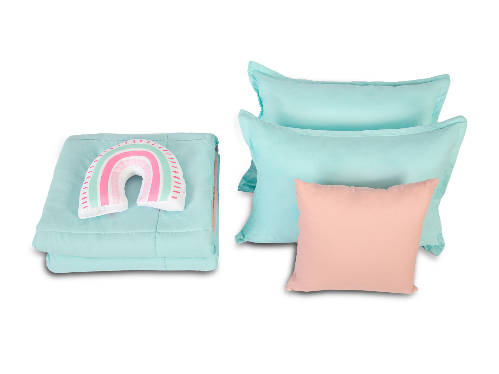 Set Infantil 5 Piezas Arcoiris Rosa y Menta