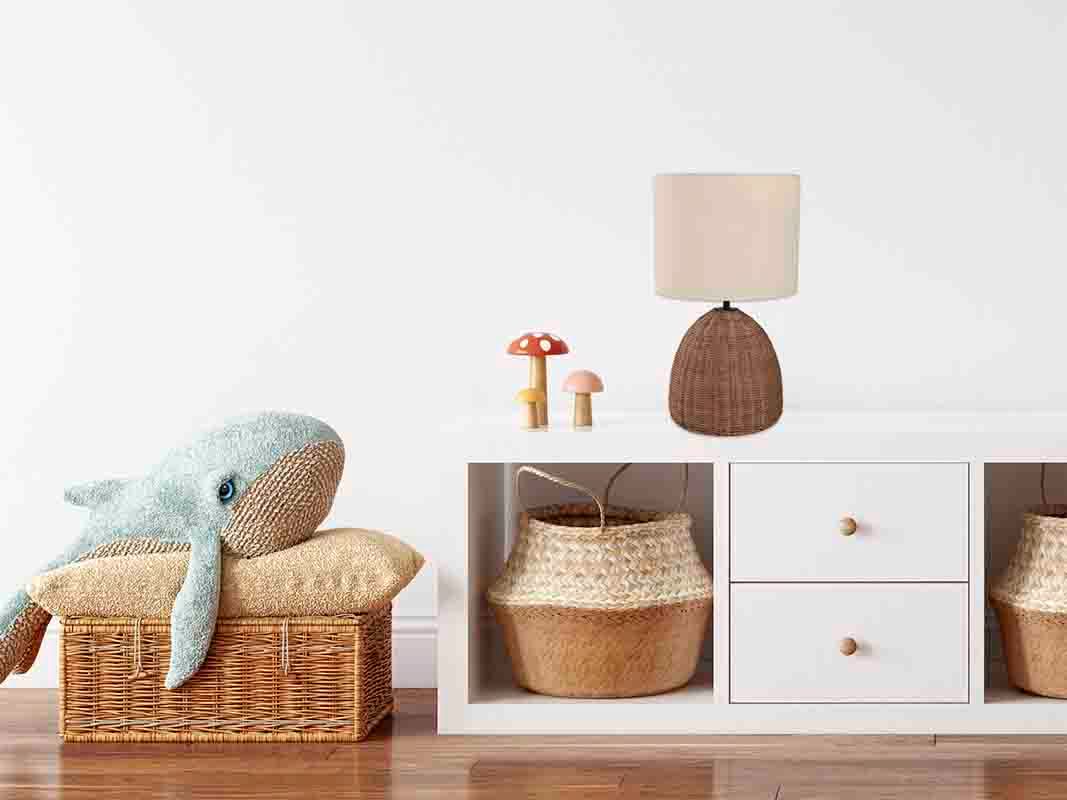 Lampara De Mesa Rattan